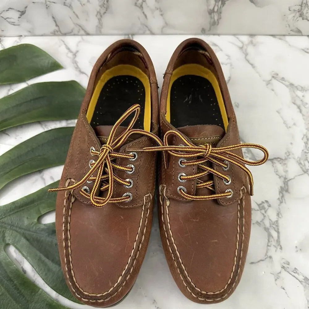 Sperry Womens Boat Shoe Loafers Size 7 Brown Leather Lace Up Preppy Nautical